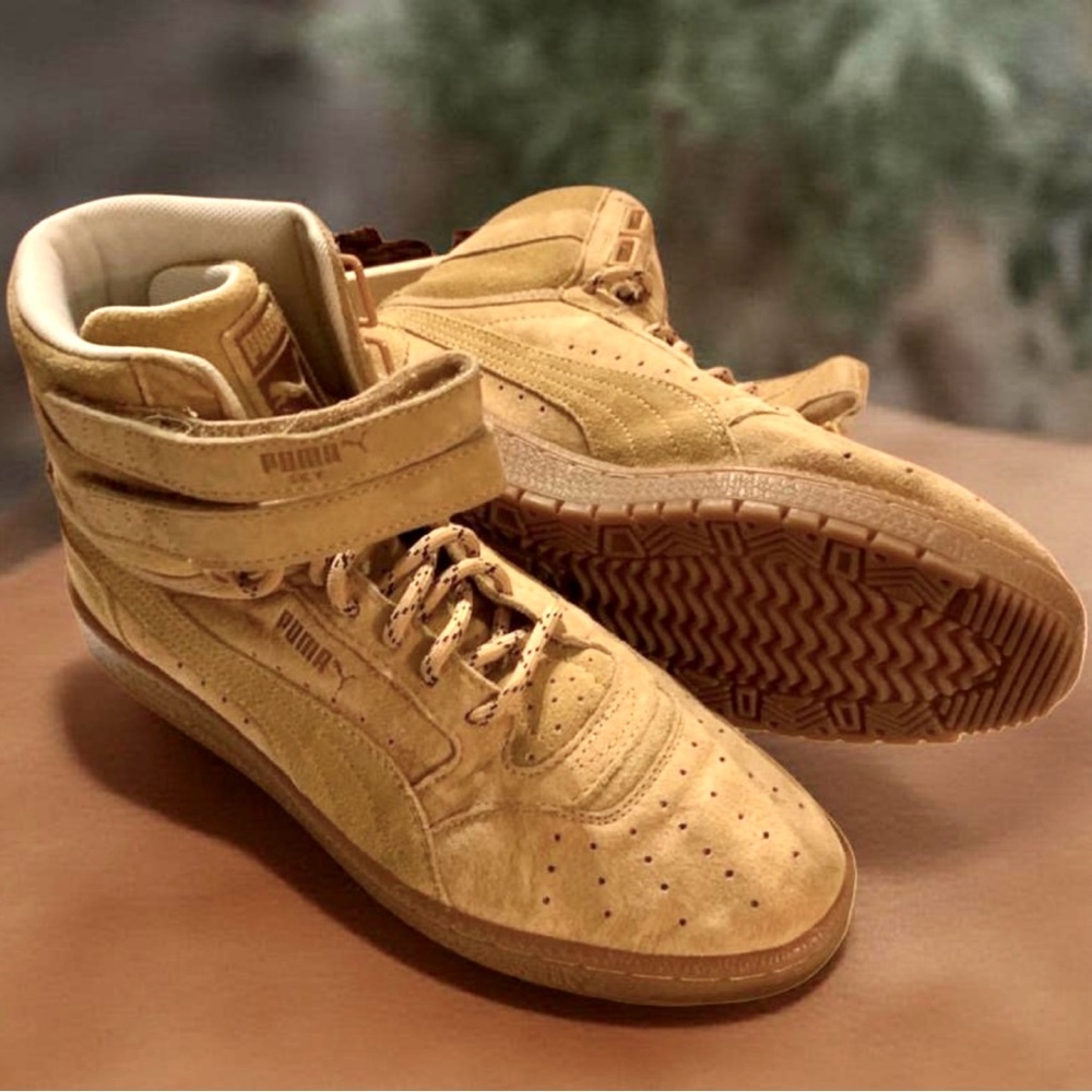 Puma Men's Tan Suede High-Top Sneakers